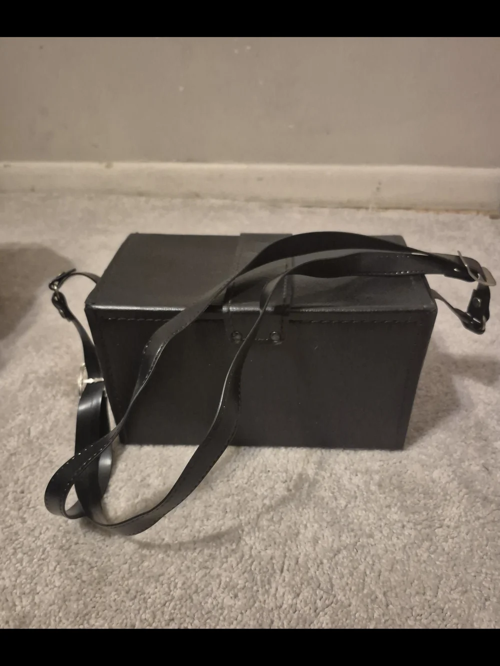 Black Leather Camera Carry Case with Padded Dividers